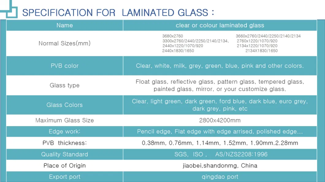 8mmtemper Pool Fence Used Laminated Glass Balustrade Glass/Tempered Glass/Float Glass/Painted Glass/Window Glass/Pattern Glass/Mirror Glass/Laminated Mirror