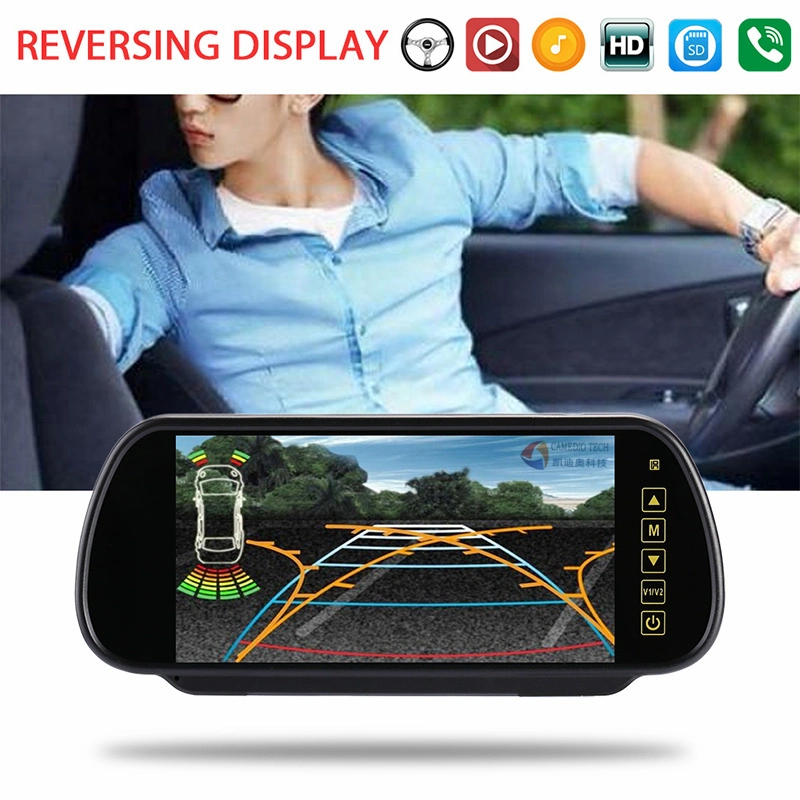 7inch TFT LCD Car Rearview Parking Reverse Mirror with MP5/TV/Mtv