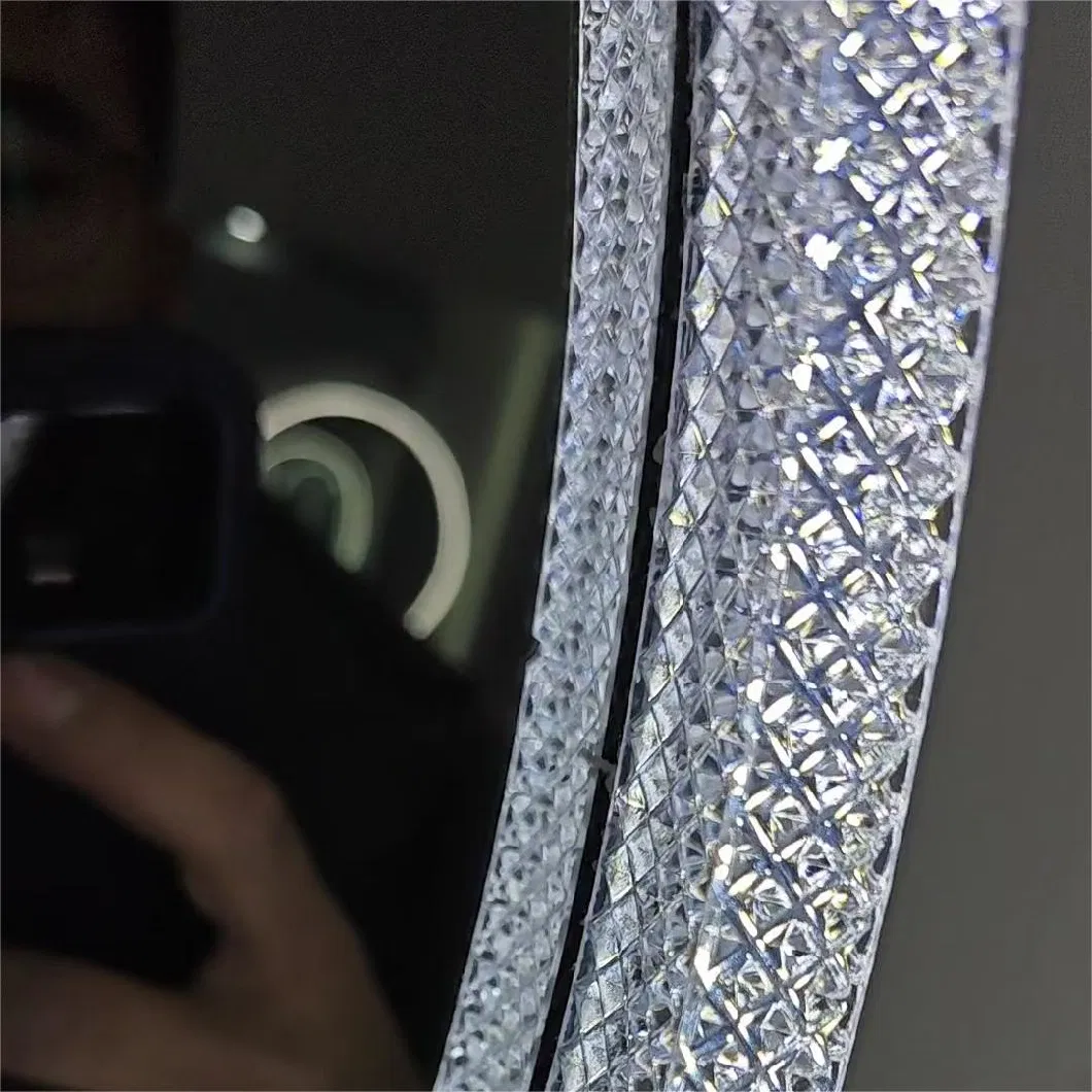 Modern Bathroom Crystal Acrylic Frame Make up Smart LED Mirror
