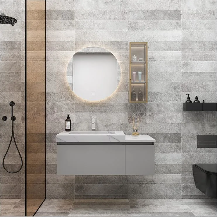 Nordic Bathroom Cabinet Light Luxury Rock Board Modern Simple Bathroom LED Medicine Cabinet