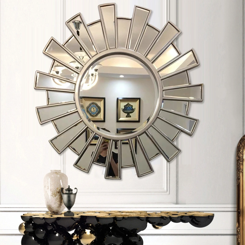 2022 European Restaurant Fireplace Decorative Mirror Glass Round Mirror Sunglasses Porch Bathroom Mirror Bathroom Wall Mirror