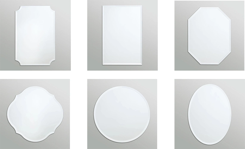 Classic Unique Design Home Decor Beveled Edge Wall Mounted Bathroom Frameless Mirror with OEM Packaging