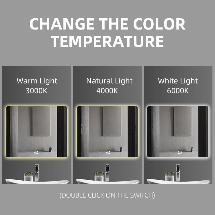 Modern LED Illuminated Backlit Switch Touch Wall Hung Bathroom Vanity Smart Mirrors Light