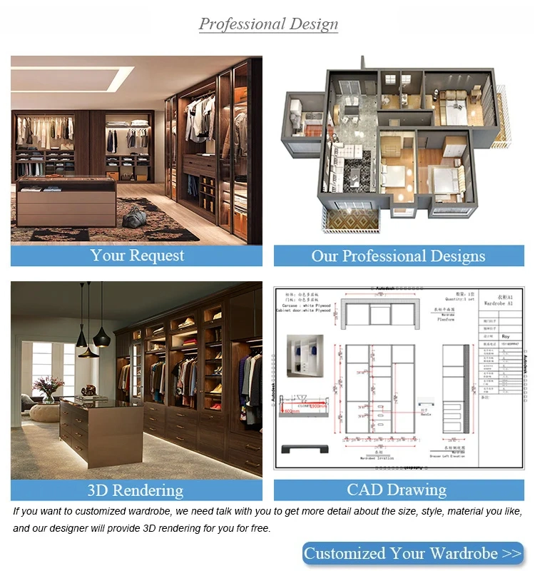 Custom Minimalist Style Bedroom Furniture Sliding Door French Wardrobe Built in Closet