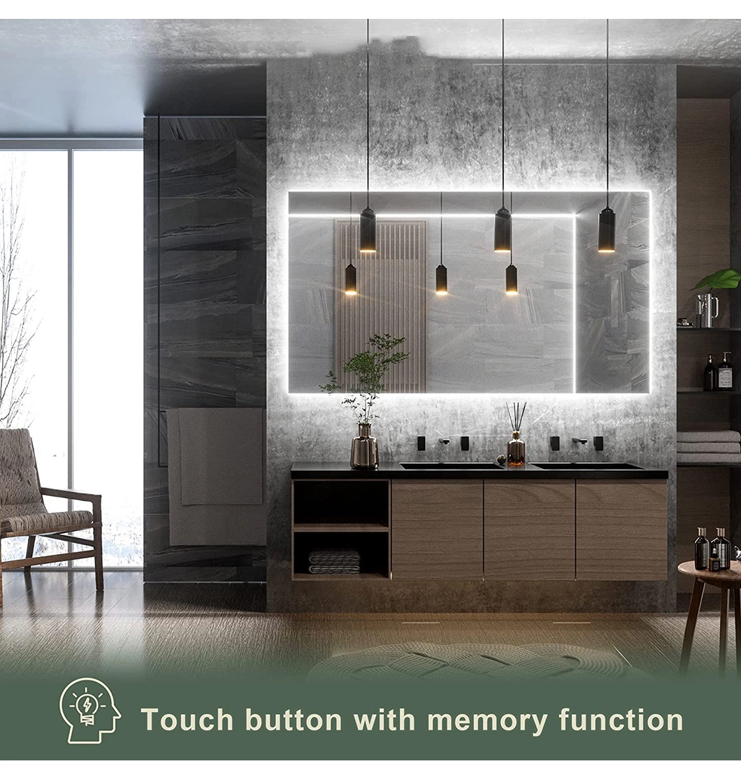 Factory CE/UL 2022 Hotel LED Smart Mirror Anti-Fog Touch Switch Lighted Illuminated Backlit Bluetooth Speaker Wall Furniture
