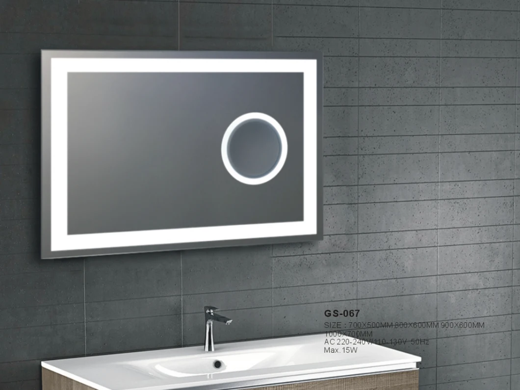 Square Bluetooth Defogger LED Wall Bathroom Smart Float Decorative Vanity Mirror