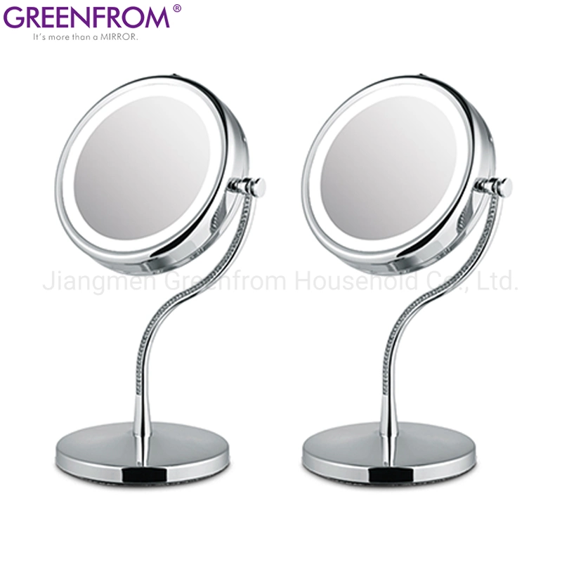 LED Desktop Shining S Shape Jeweled Makeup Mirror