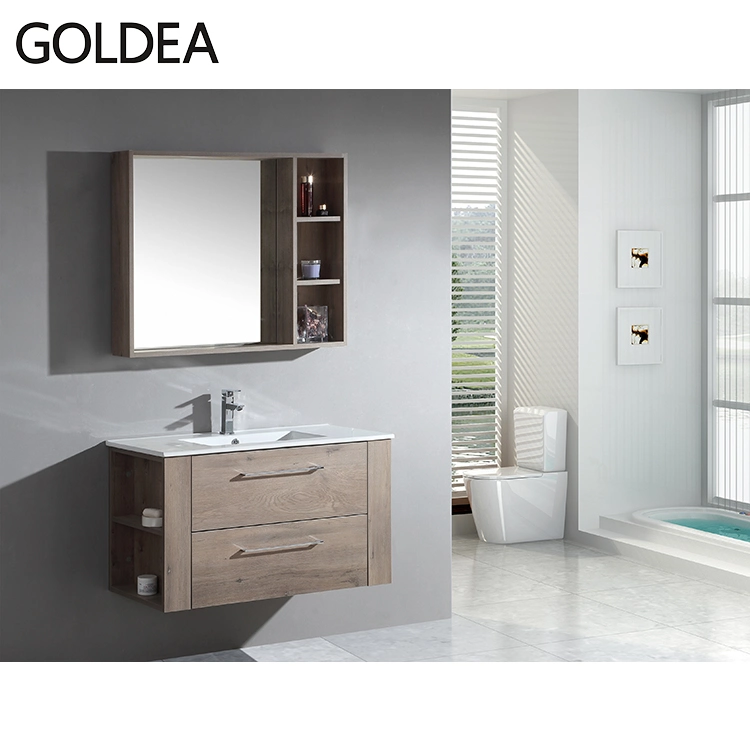 Wall Mount Storage Melamine Bathroom Vanity and Sink Cabinet with Mirror