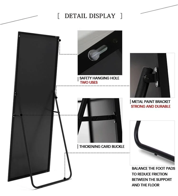 80X180cm Standing Rectangle Floor Mirrors Body Dressing Wall-Mounted Mirror for Living Room