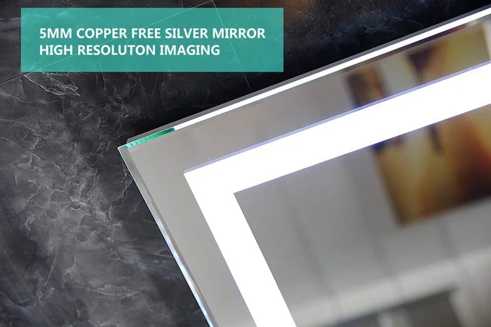 Home Decora Hotel Room Smart Wall Mirror Aluminum Metal Frame Bathroom Vanity Cosmetic Furniture Floor Dressing Makeup Lighted LED Mirror with Defogger