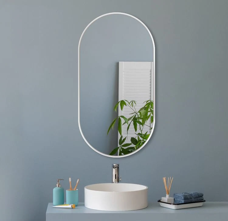 Bevel Curved Corners Mirrored Glass Panel Hotel Customized Organic Shape Bevel Bathroom Mirror