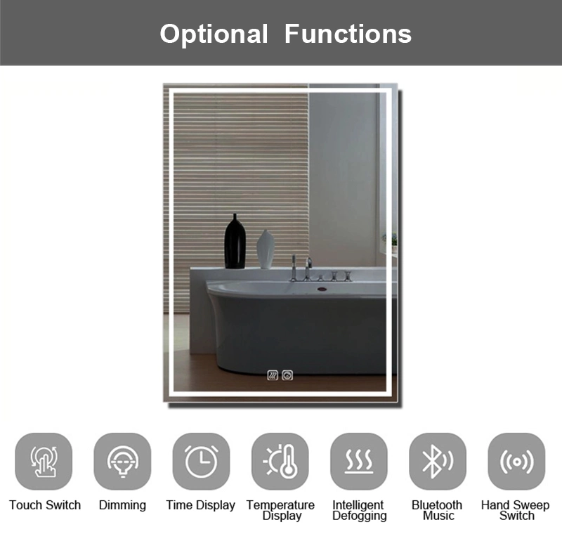 Aluminium High Quality New Design Modern Household Items LED Bathroom Mirror with Touch Sensor