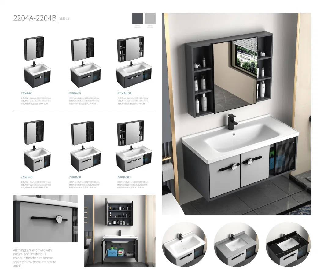 Hotel Furniture Sanitary Ware Bathroom Wall Mounted Wash Basin Sink Vanities Lighting Cabinets