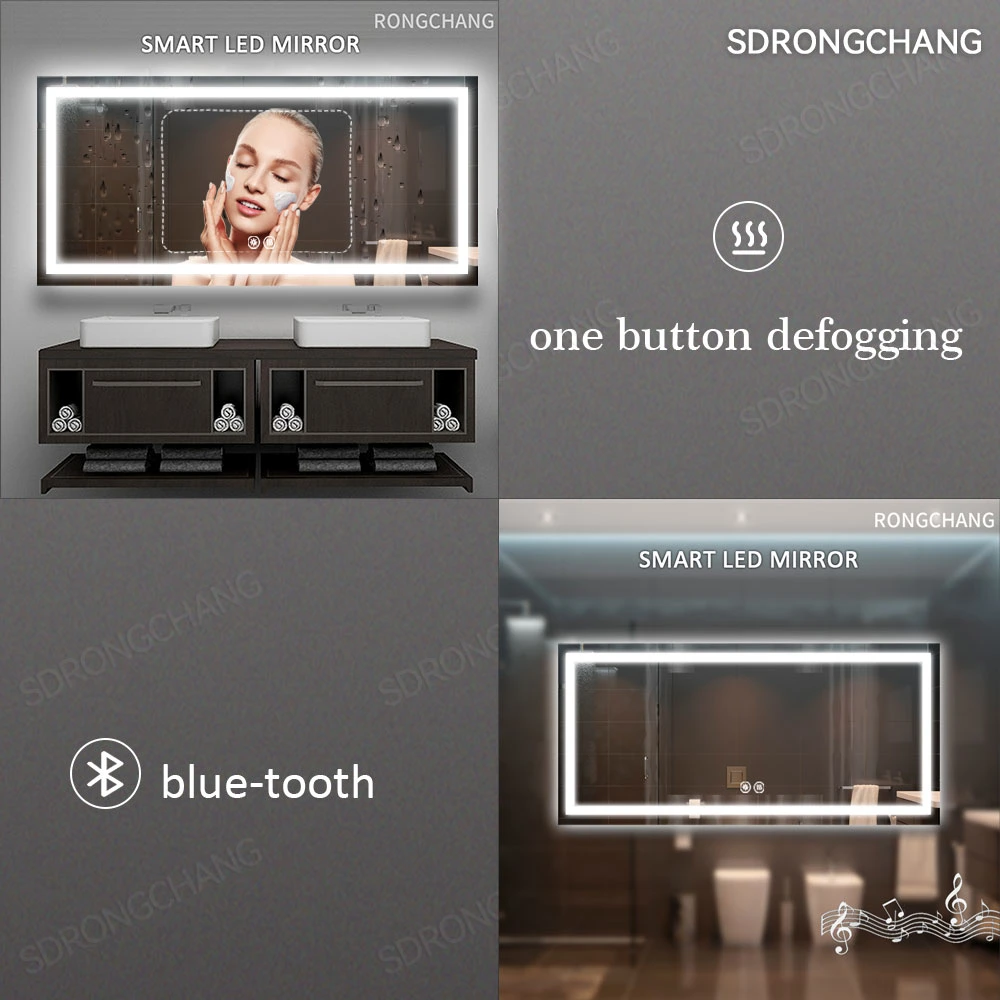 Factory Smart LED Defogger Lighted Smart Bluetooth Speaker Bathroom Mirror