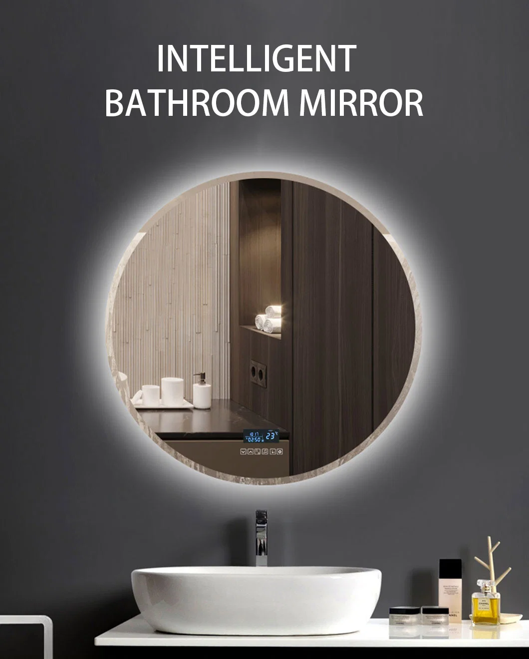 Luxury Modern Bathroom Vanity Mirrors Lighting Toilet Smart LED Light Bath Mirror Cabinet Full Length