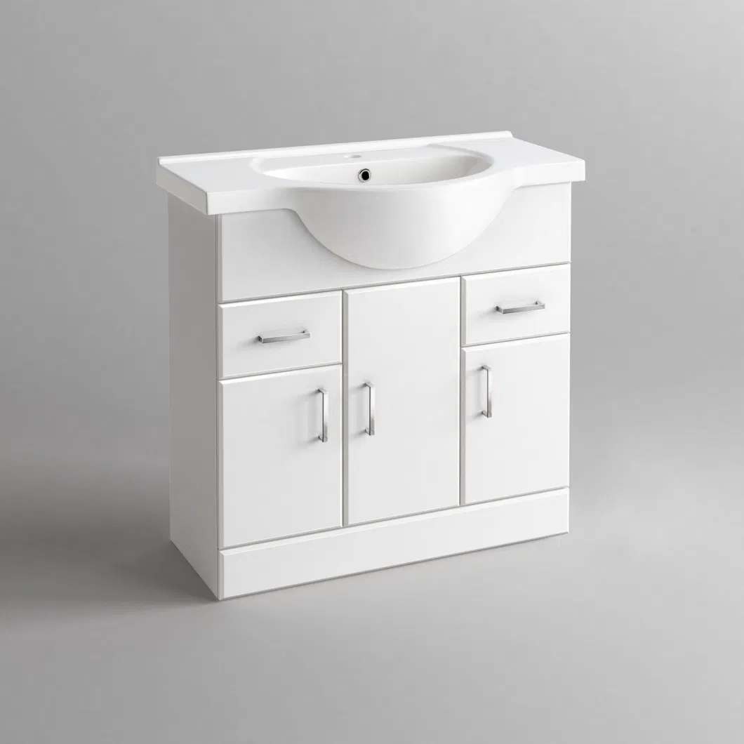 600mm Modern Floor Mounted Ceramic Basin MDF Bathroom Furniture Vanity Cabinet