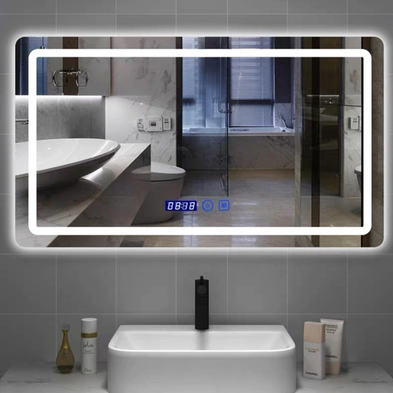 Customization 400*600 Dual Touch Screen/Light/Defogging/Time and Temperature/Frameless Hotel Toilet Wall Hanging Bathroom Mirror