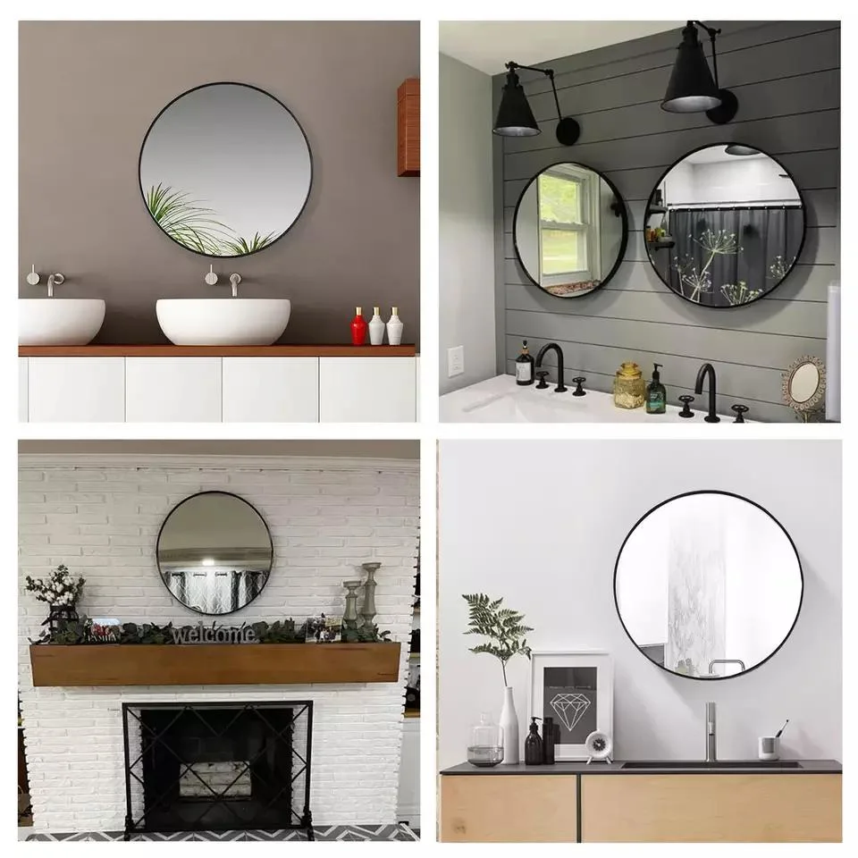 Pebble Metal Framed Classic Wall Accent Irregular Black Mirror Unique Wall Mirrors