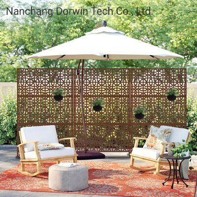 Lean to Wall French Style Pergola Aluminum Partition Patio Terrace Cover with Decorative Screen