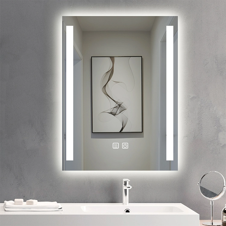 Modern Bathroom Decorative Silver Lighted Mirror Wall Mount LED Shaving Mirror