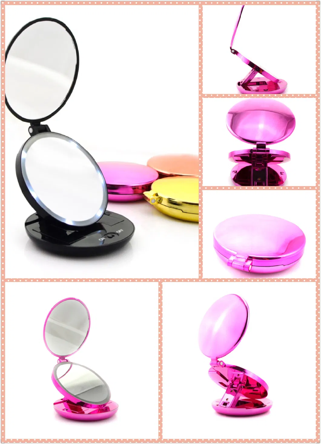 Custom Logo Single-Sided Makeup Mirror with Eyelashes Storage Box