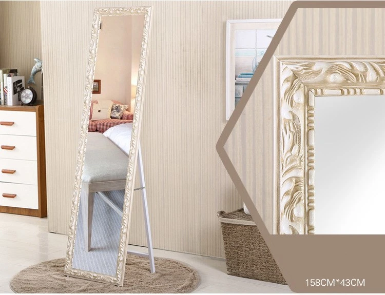 Nordic Style Foldable Furniture Hotel Wood Full-Length Floor Mirror