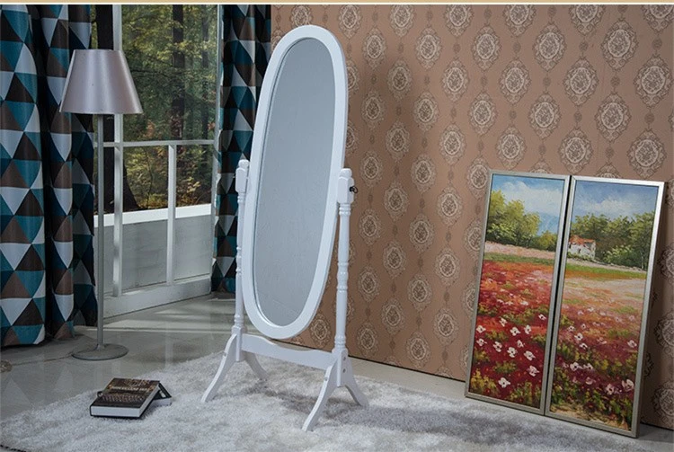 High-End Retro Mirror Floor Full-Length Mirror Solid Wood Mirror Vanity Mirror