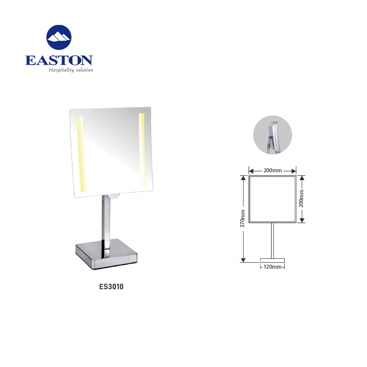 Free Standing LED Light Magnifying Mirror with Height Adjustable