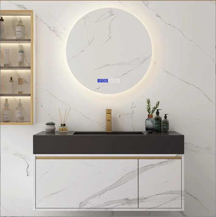 Nordic Bathroom Cabinet Light Luxury Rock Board Modern Simple Bathroom LED Medicine Cabinet