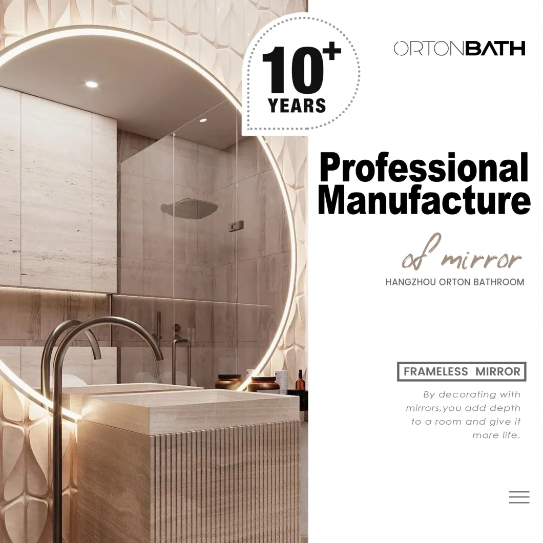 Ortonbath Bathroom Mirror for Wall, Adjustable Brightness Vanity Mirror, Backlight Round Wall Mirror with Anti Fog, Smart Mirror