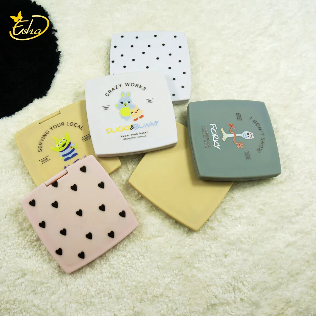 Double-Sided Folding Square Makeup Mirror Portable Small Mirror Japanese-Style Cute Pocket Mirror