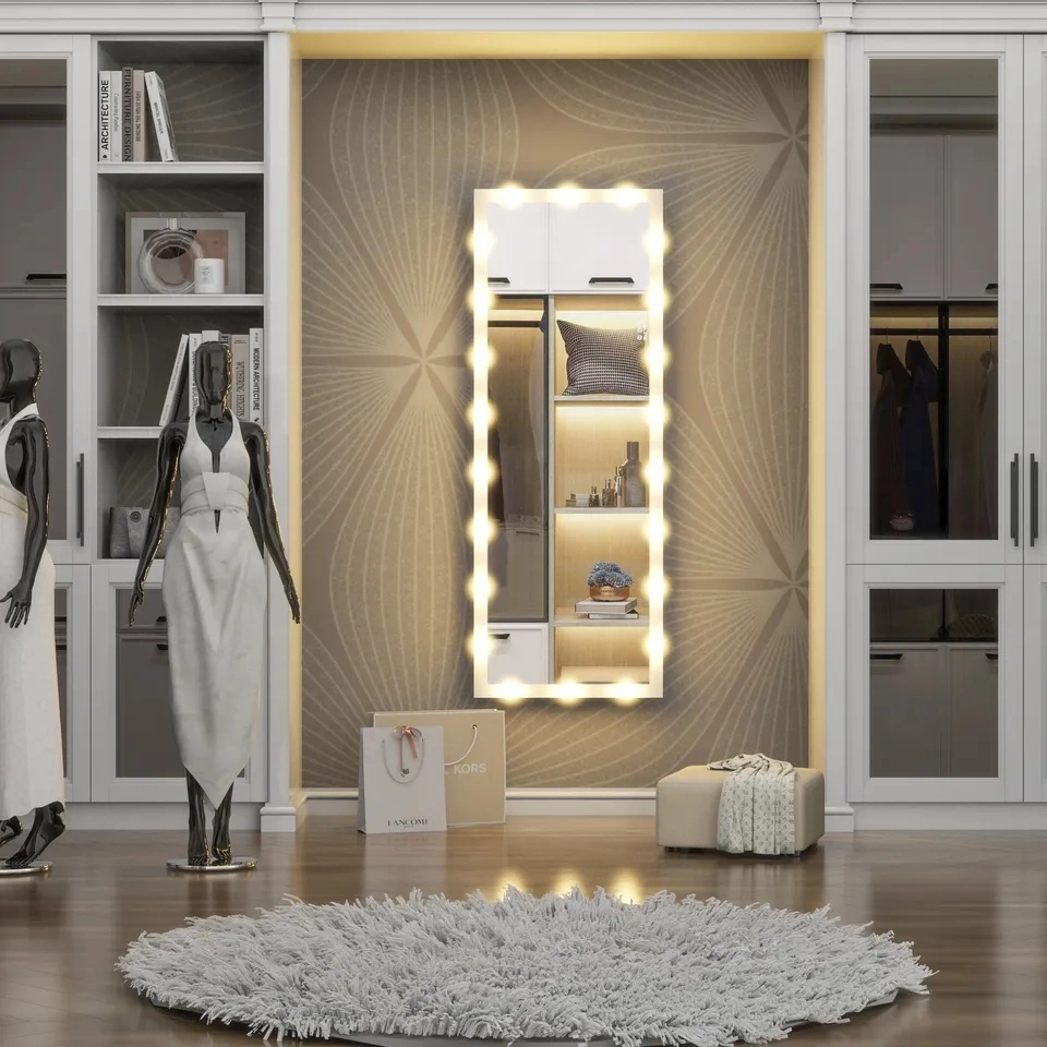Modern Free Standing Full Length Hollywood Mirror Gorgeous Large Wall Mirrors Wholesale Full Body Mirror with LED Lights