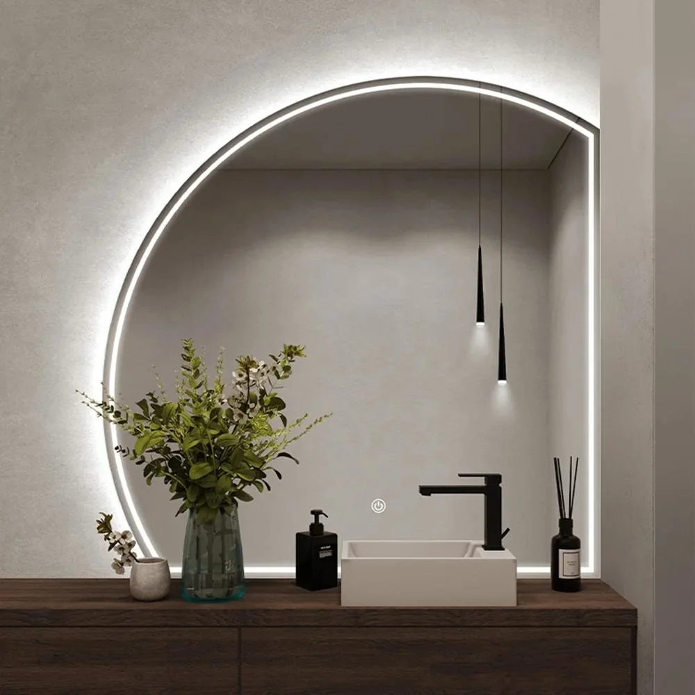 Defog Irregular Shape Wall Mounted Frameless Vanity Bathroom Mirror Backlit
