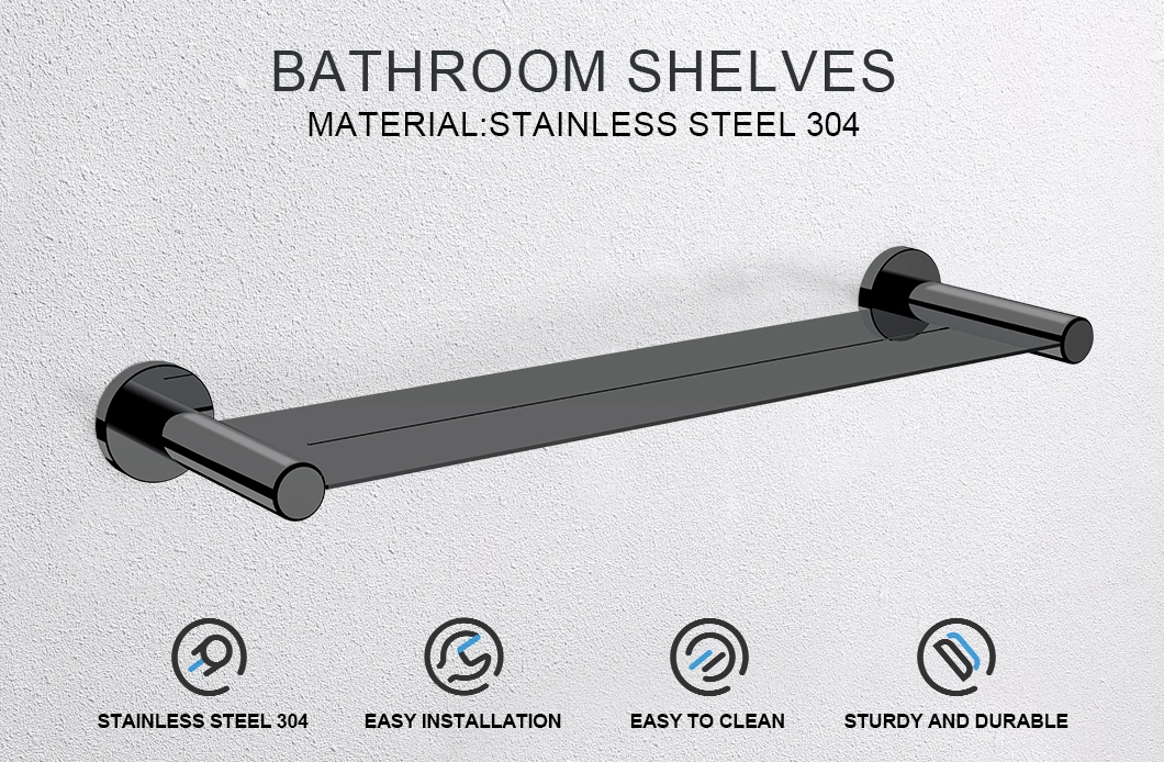 Bathroom Towel Rack 304 Stainless Steel Gun Grey Bathroom Shelf