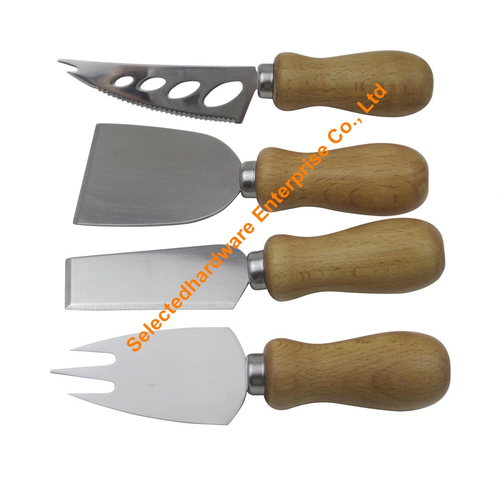 4PCS Set Cheese Knives with Wooden Handle Stainless Steel Cheese Slicer