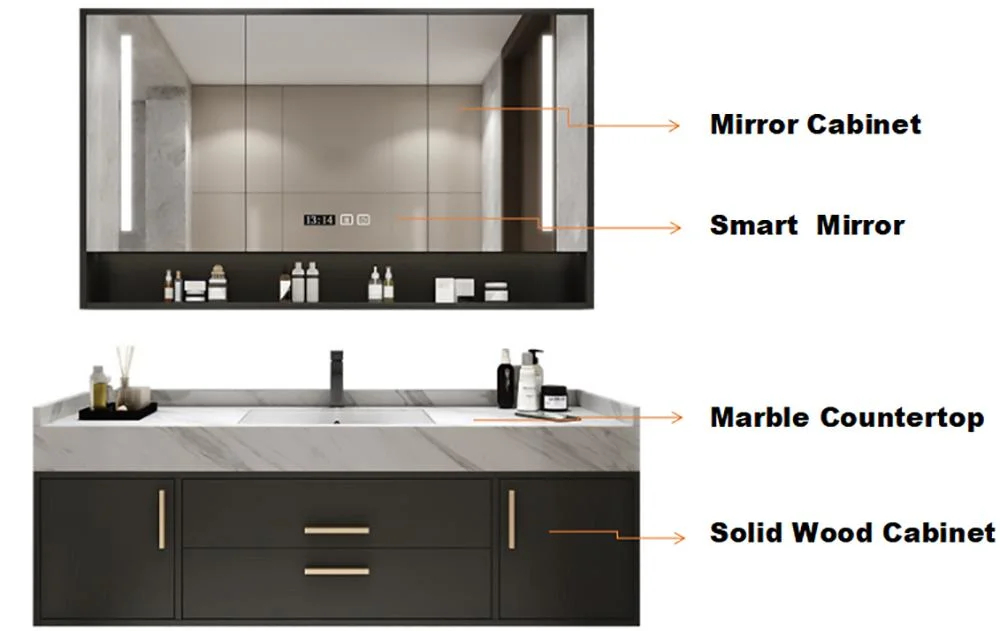 New Style Frame Mirrored Cabinet Wall Mounted Smart Mirror Vanity Bathroom Accessory