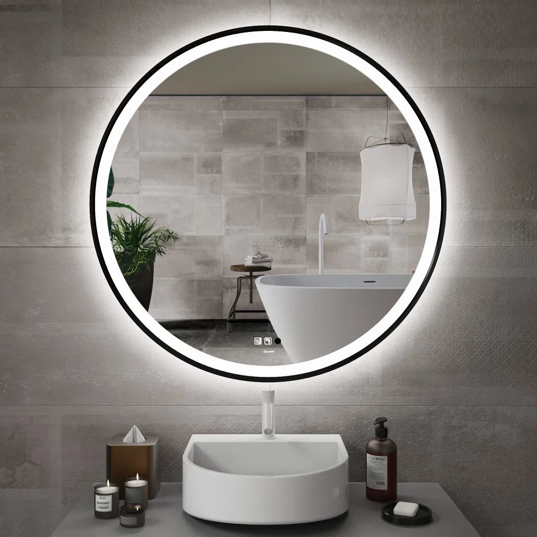 Jh Glass Bathroom Vanity Furniture Home Decor LED Mirror Hotel Project with Dimmer Color Temperature Adjust