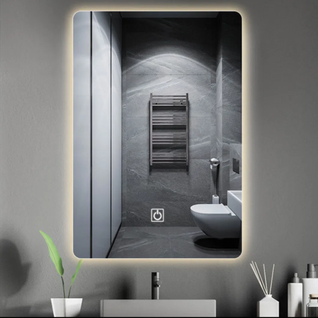 2023 New Copper Free Glass Mirror Bathroom LED Mirror Leaf Design