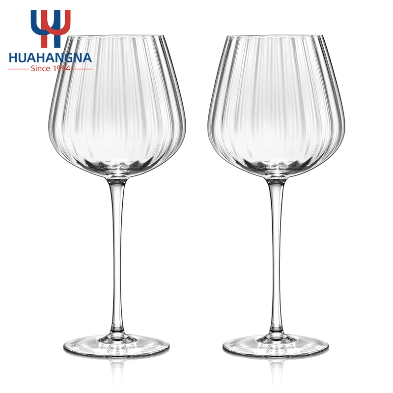 Customize Red Wine Goblet Wine Glass Cup Decorative Vertical Grain Glass