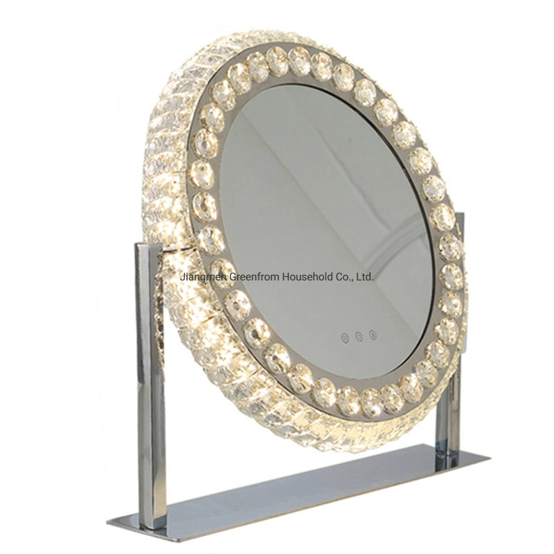 Luxury Round Shape Makeup Desk LED Vanity Crystal Makeup Mirror