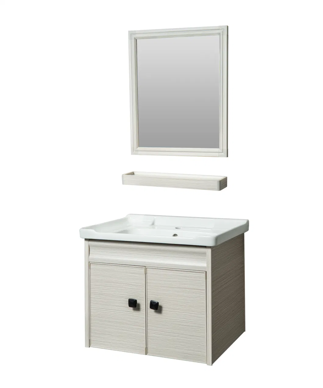 Light Wood Grain Color Contracted Floor Style Bathroom Cabinet with Mirror