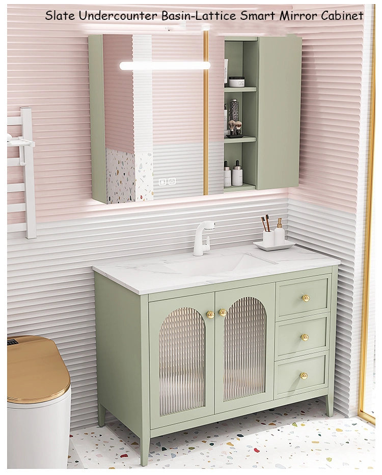 Hot Sale New Design Modern Style Wall Hung Bathroom Light Mirrored Cabinet Makeup Vanity Wooden Bathroom Vanity Cabinet with Legs