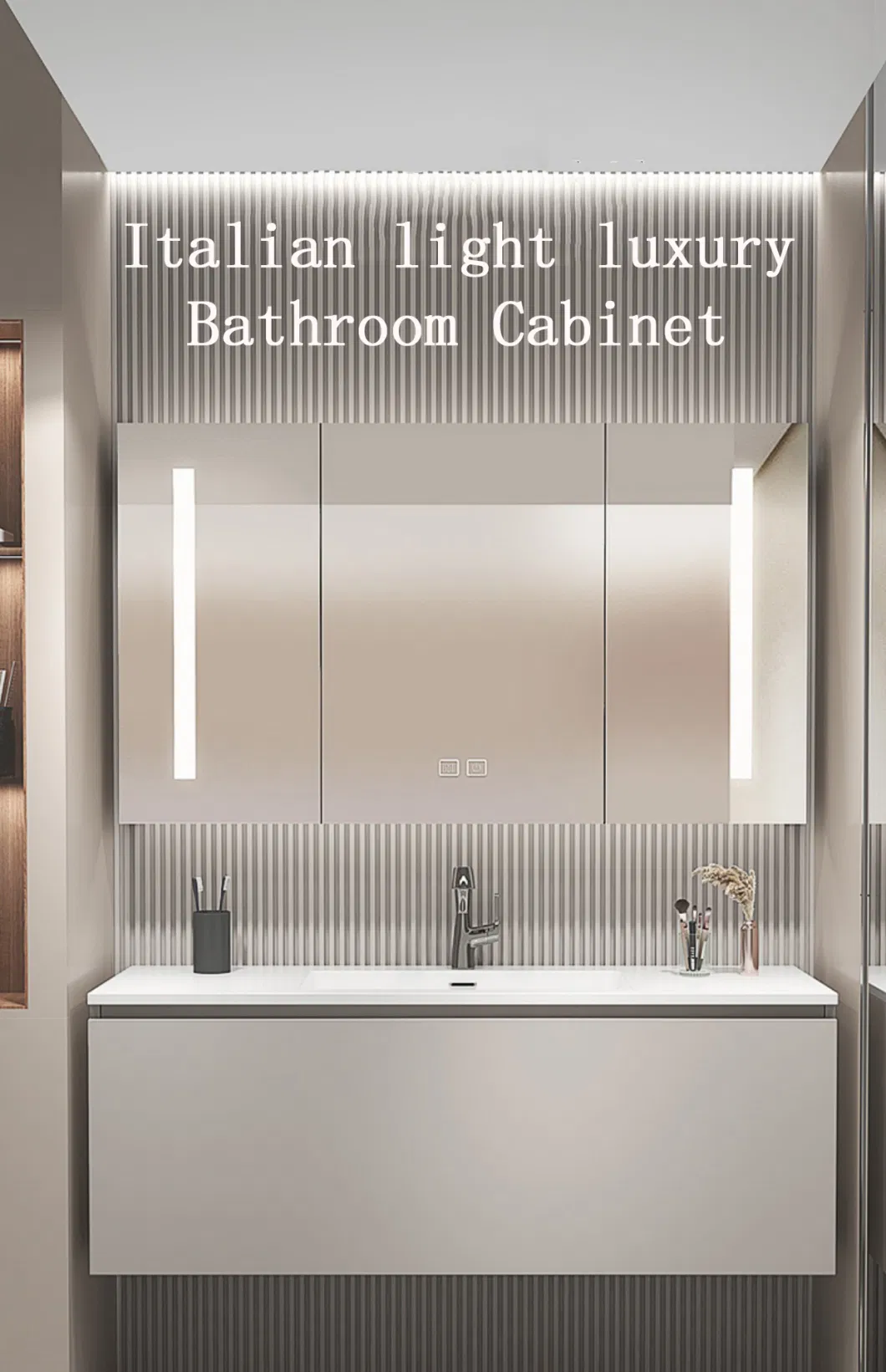 Wholesale Modern Bathroom Vanities Hotel Bathroom Vanity Cabinet Chinese Medicine Cabinet with Glass Grawer LED Light