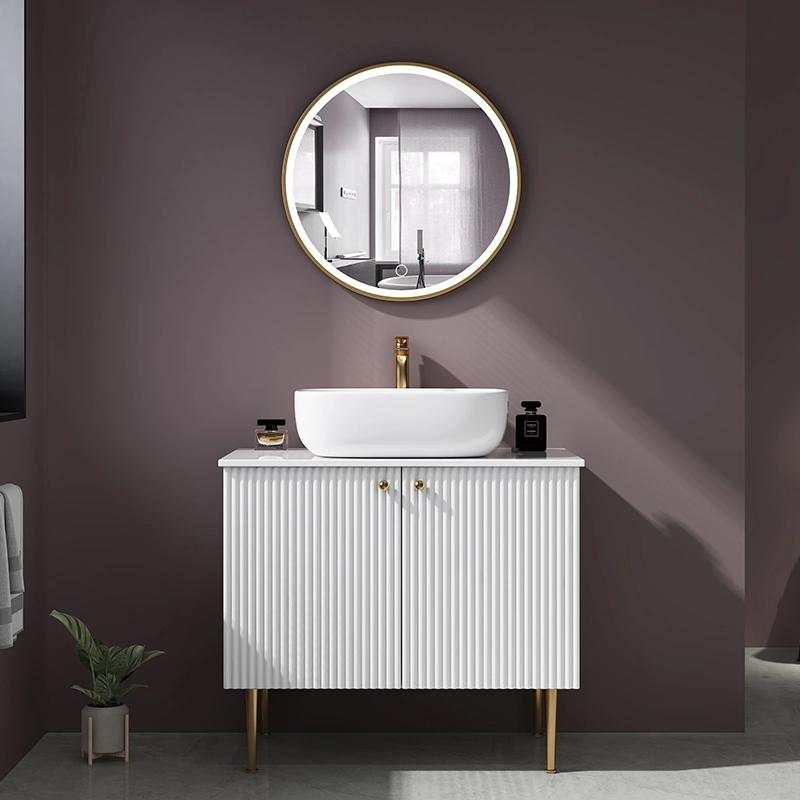 Modern Wall Mounted Wooden Bathroom Cabinets Furniture Sanitary Vanity Vanities LED Mirror Mirrored Medicine Bathroom Cabinet