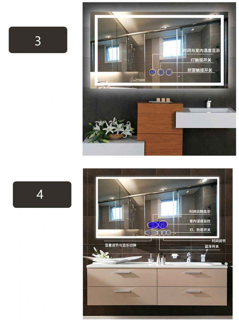 LED Smart Makeup Mirror with Light for Wall Hanging LED Bathroom Luminous Bluetooth Defogging Mirror 0674