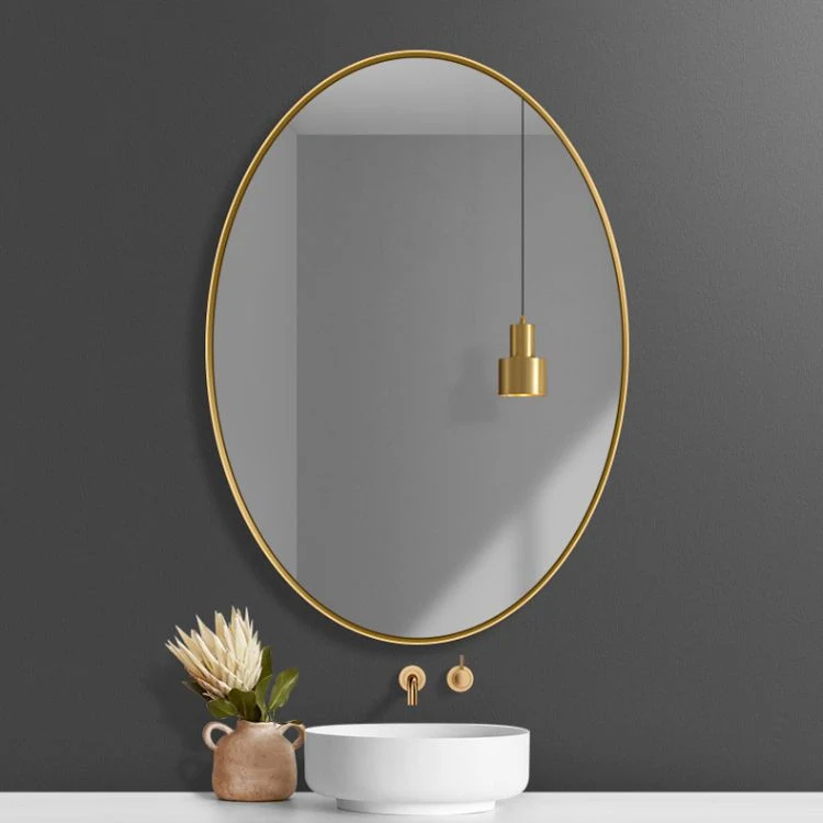 Bevel Curved Corners Mirrored Glass Panel Hotel Customized Organic Shape Bevel Bathroom Mirror