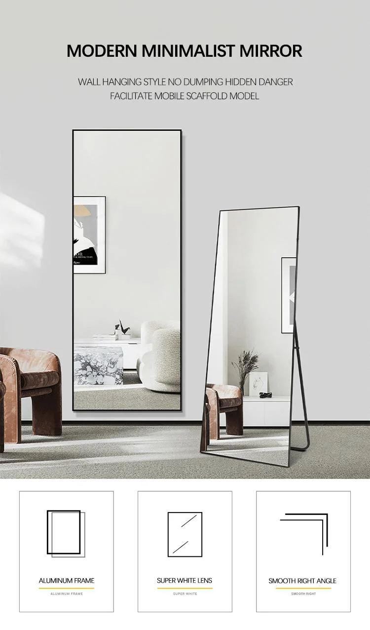 80X180cm Standing Rectangle Floor Mirrors Body Dressing Wall-Mounted Mirror for Living Room