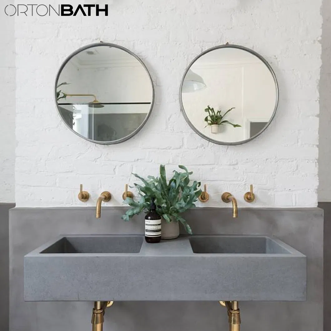 Ortonbath Round Mirror 30&quot; Silver Aluminium Alloy Frame, Wall- Mounted Mirror for Bathroom Vanity, Mantel and Wall Decor