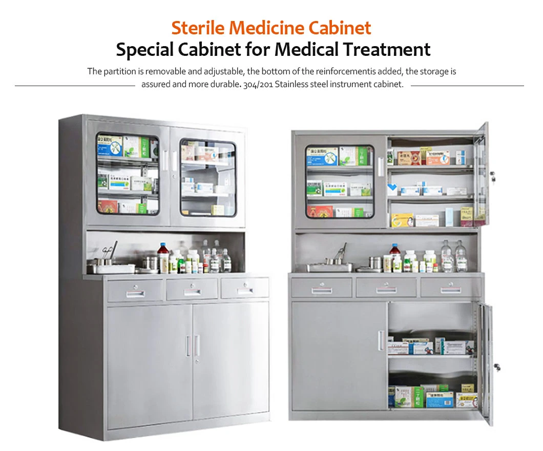 Medical Furniture Manufacturer Supply Service Multifunctional 2 Door Medicine Cabinet with Mirror