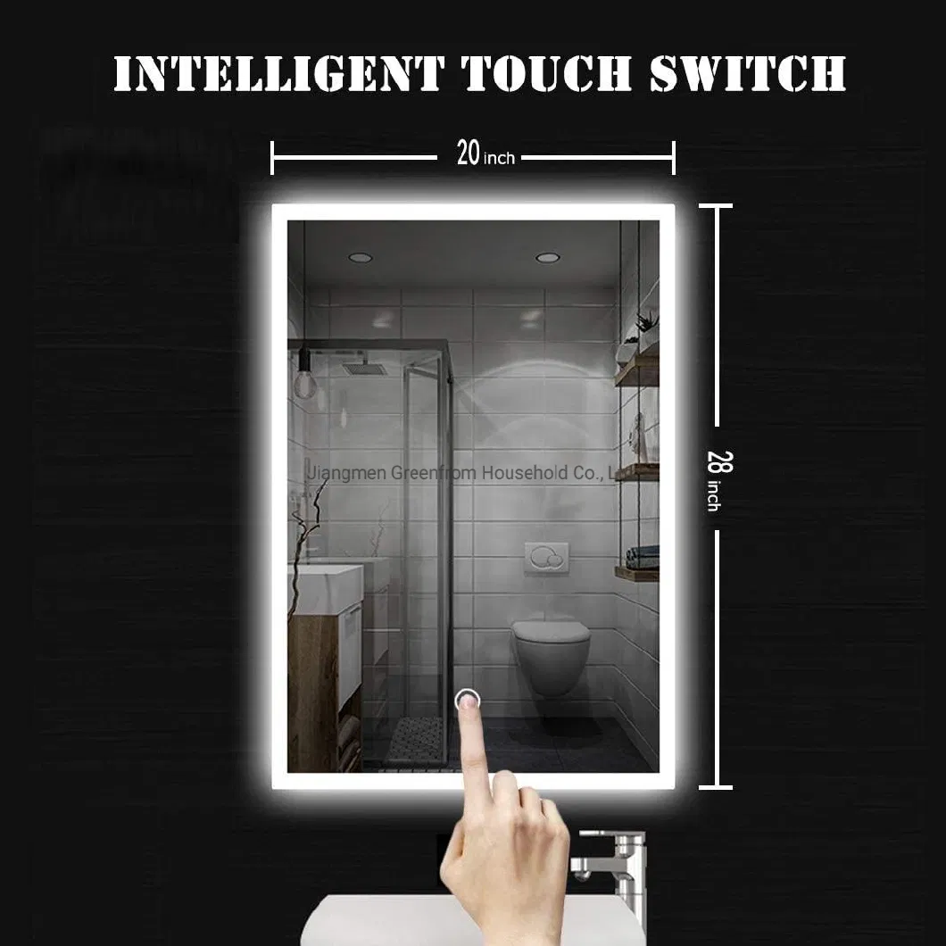 Square Bathroom LED Lighted Makeup Mirror with Anti-Fog Function